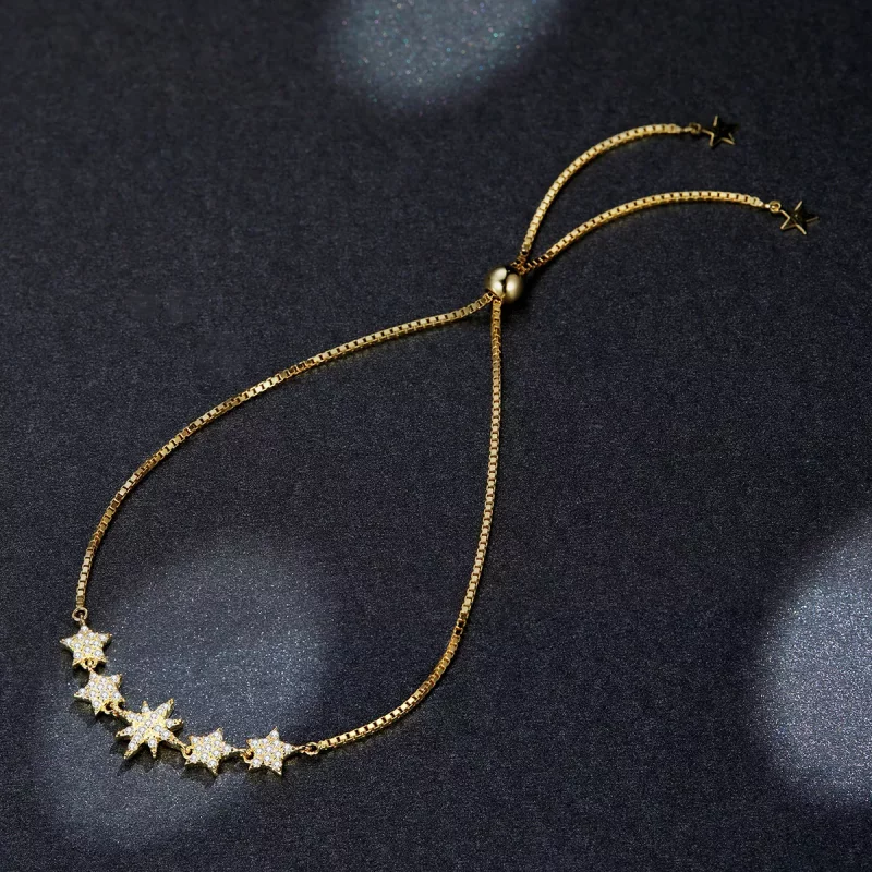 (imagen para) Pulsera Estilo Pandora con Estrellas - BSB067 - Ver 5