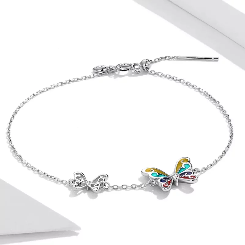 (imagen para) Pulsera estilo Pandora con mariposa brillante - SCB228 - Ver 2