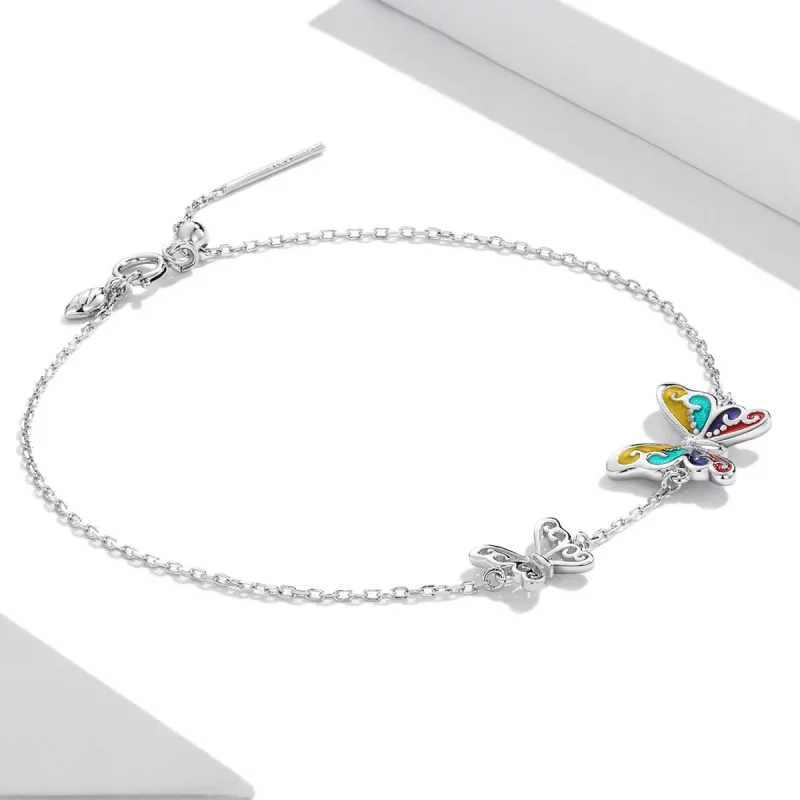 (imagen para) Pulsera estilo Pandora con mariposa brillante - SCB228 - Ver 3