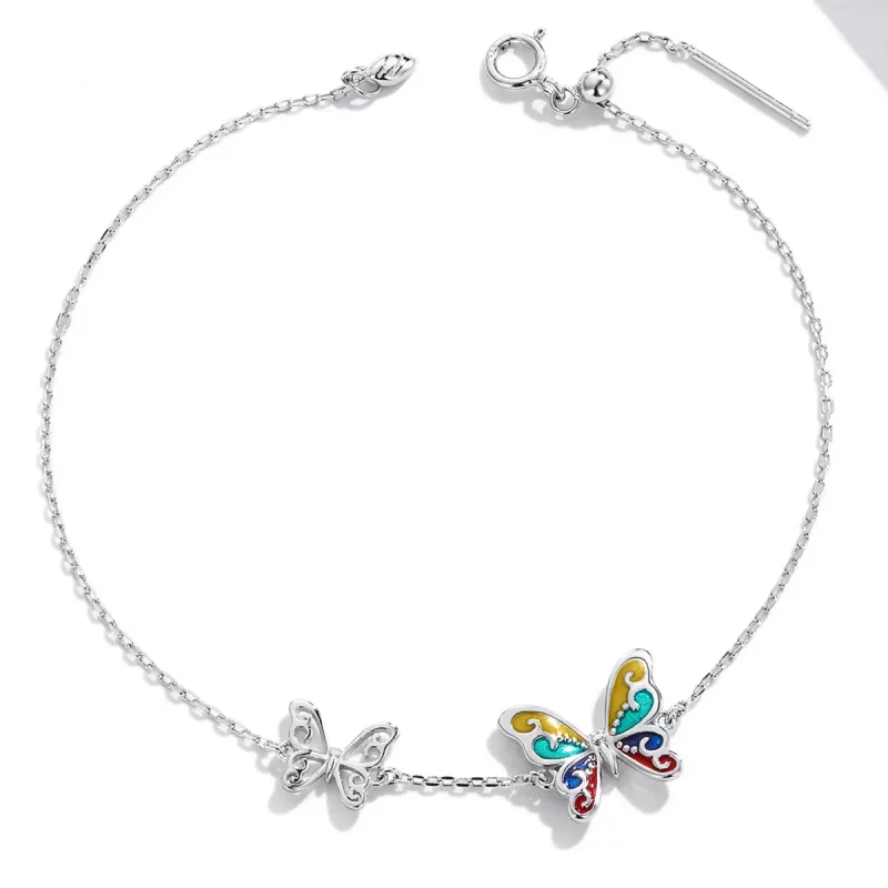 (imagen para) Pulsera estilo Pandora con mariposa brillante - SCB228 - Ver 4