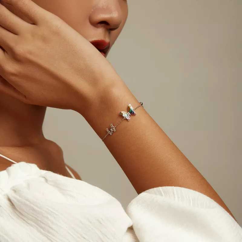 (imagen para) Pulsera estilo Pandora con mariposa brillante - SCB228 - Ver 7