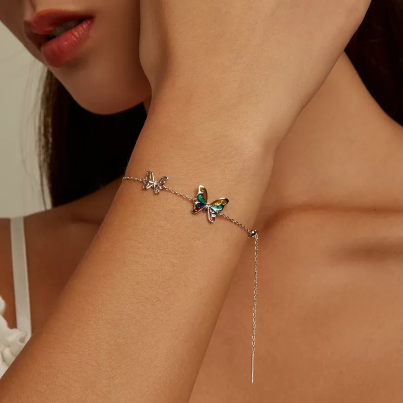 (imagen para) Pulsera estilo Pandora con mariposa brillante - SCB228 - Ver 8