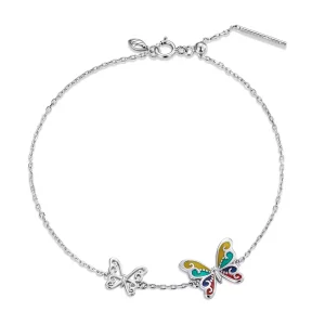 (imagen para) Pulsera estilo Pandora con mariposa brillante - SCB228