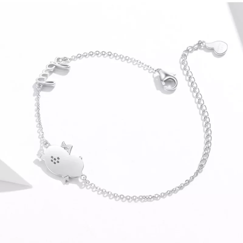 (imagen para) Pulsera estilo Pandora con un pequeño cerdito volador - BSB022 - Ver 4