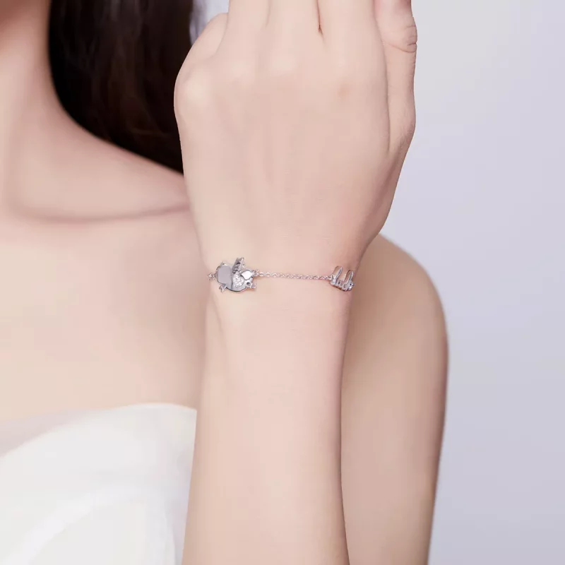 (imagen para) Pulsera estilo Pandora con un pequeño cerdito volador - BSB022 - Ver 6