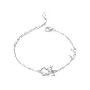 (imagen para) Pulsera estilo Pandora con un pequeño cerdito volador - BSB022