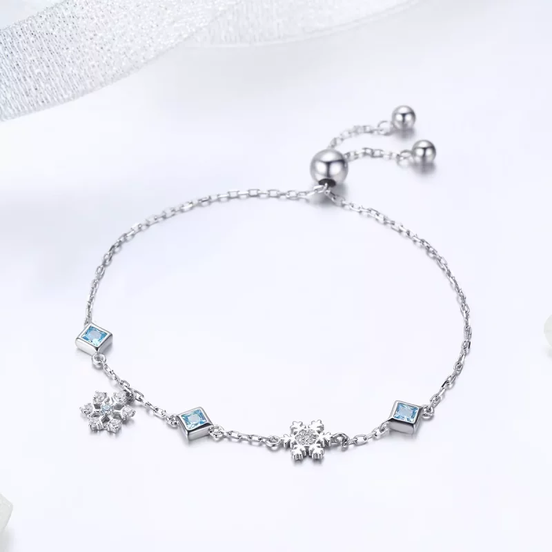 (imagen para) Pulsera estilo Pandora de plata con copo de nieve bailarín - BSB001 - Ver 2