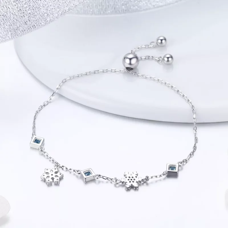 (imagen para) Pulsera estilo Pandora de plata con copo de nieve bailarín - BSB001 - Ver 3