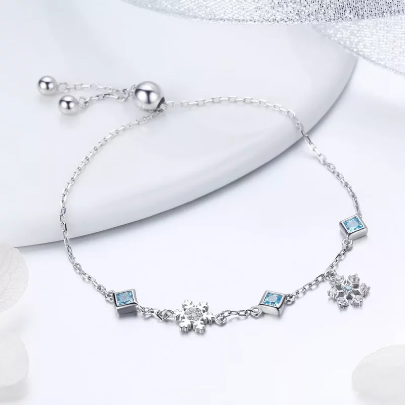 (imagen para) Pulsera estilo Pandora de plata con copo de nieve bailarín - BSB001 - Ver 4