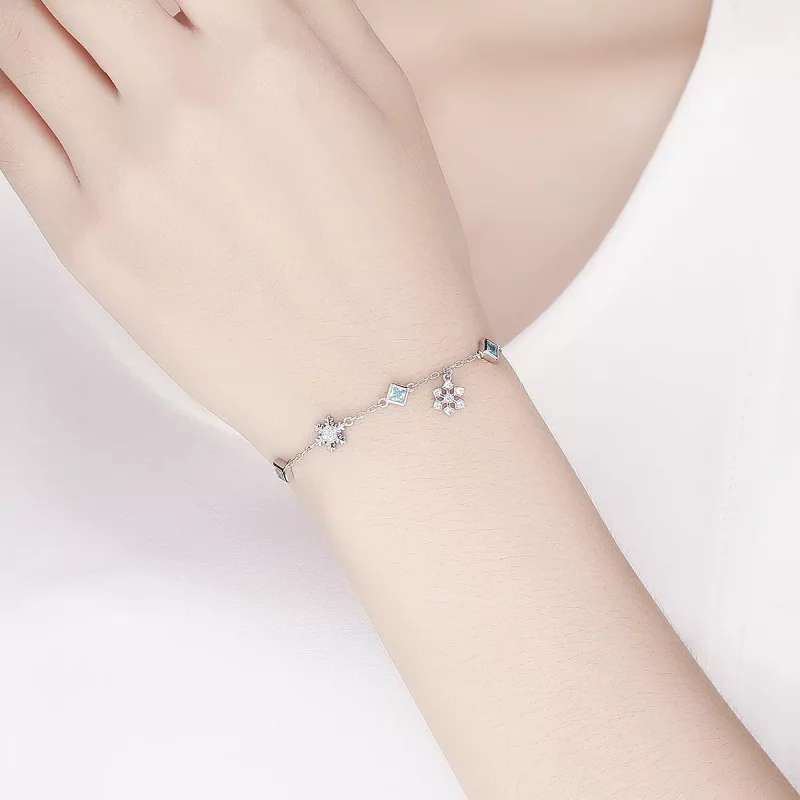 (imagen para) Pulsera estilo Pandora de plata con copo de nieve bailarín - BSB001 - Ver 5