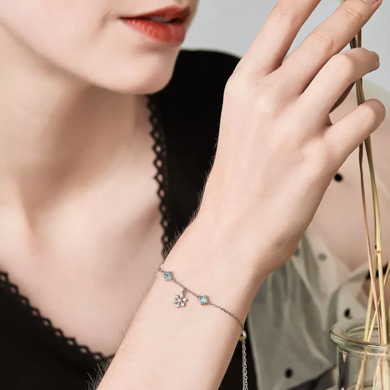 (imagen para) Pulsera estilo Pandora de plata con copo de nieve bailarín - BSB001 - Ver 6