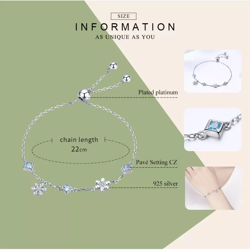 (imagen para) Pulsera estilo Pandora de plata con copo de nieve bailarín - BSB001 - Ver 8