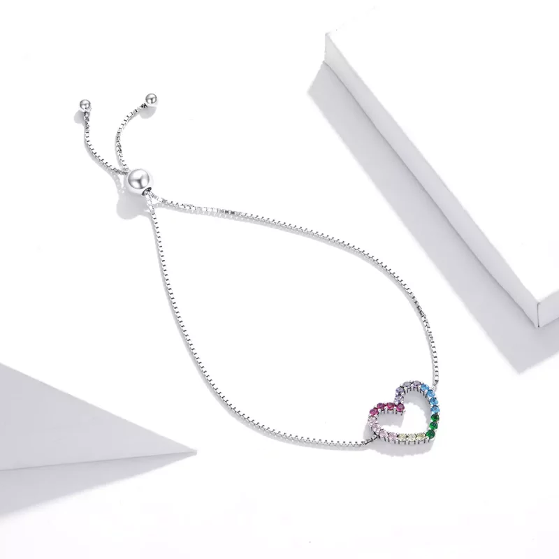 (imagen para) Pulsera estilo Pandora plateada Amor del Arcoíris - SCB216 - Ver 2