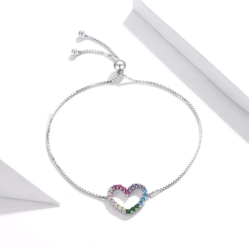(imagen para) Pulsera estilo Pandora plateada Amor del Arcoíris - SCB216 - Ver 3