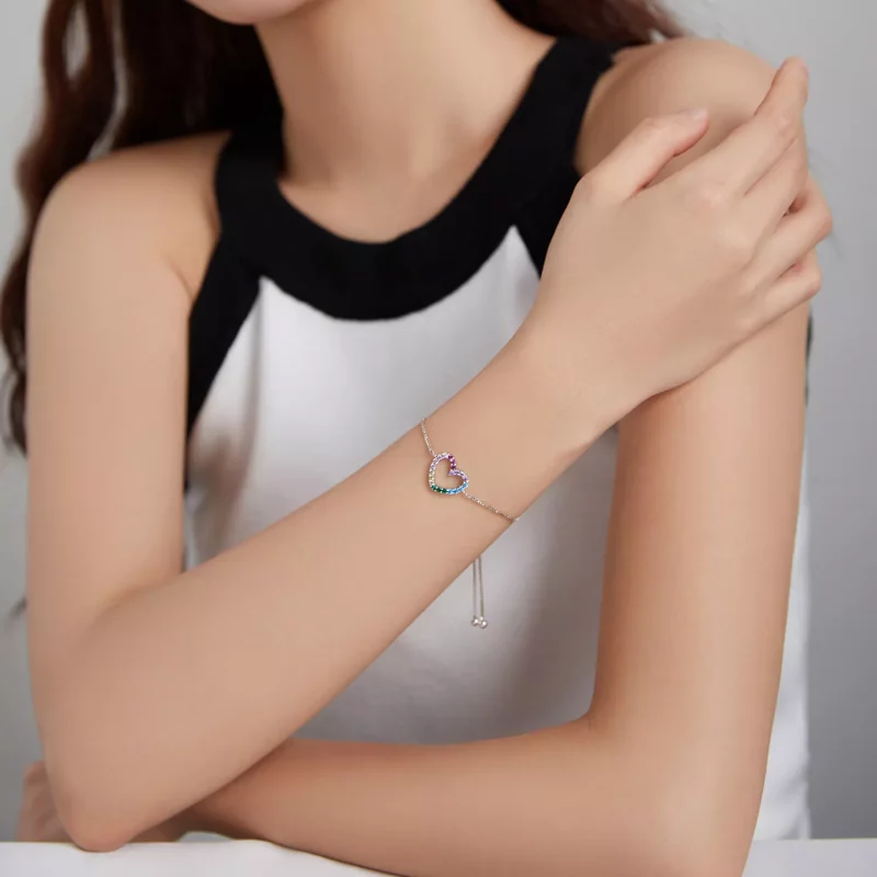 (imagen para) Pulsera estilo Pandora plateada Amor del Arcoíris - SCB216 - Ver 5