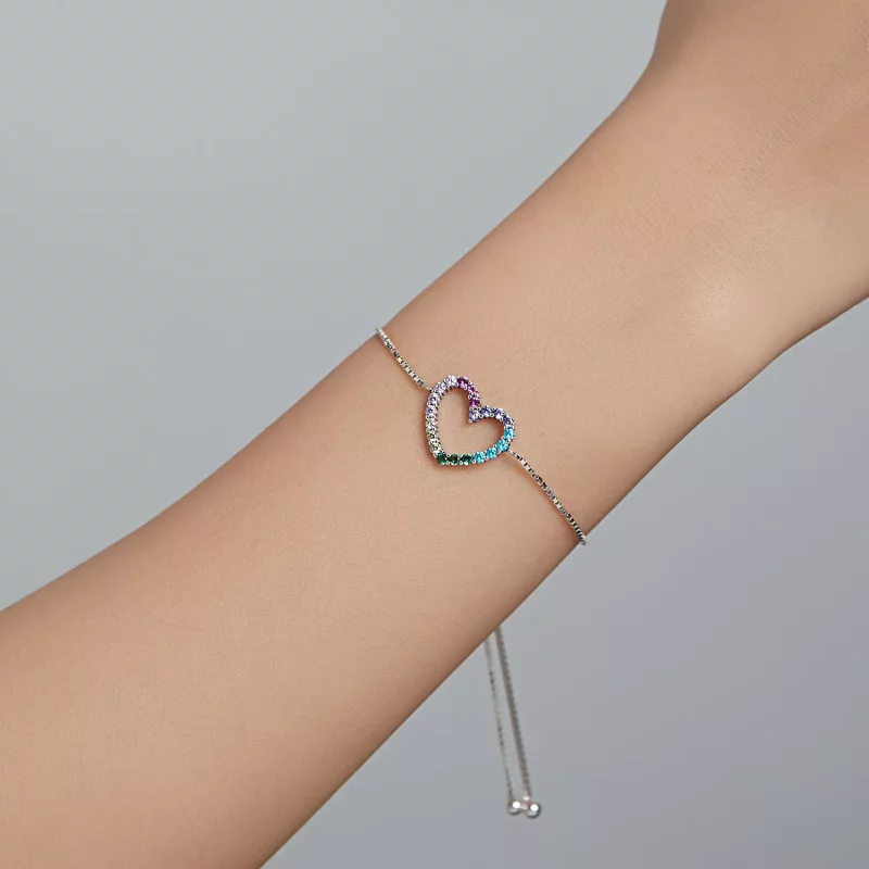 (imagen para) Pulsera estilo Pandora plateada Amor del Arcoíris - SCB216 - Ver 7