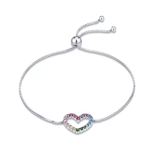 (imagen para) Pulsera estilo Pandora plateada Amor del Arcoíris - SCB216