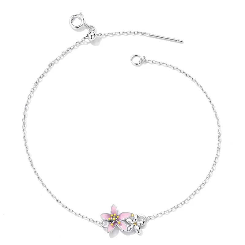 (imagen para) Pulsera hermosa estilo Pandora con flores de cerezo - SCB232 - Ver 3