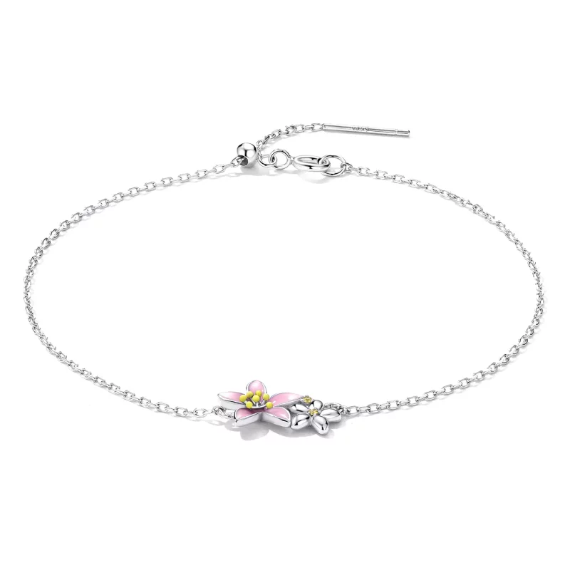 (imagen para) Pulsera hermosa estilo Pandora con flores de cerezo - SCB232 - Ver 4