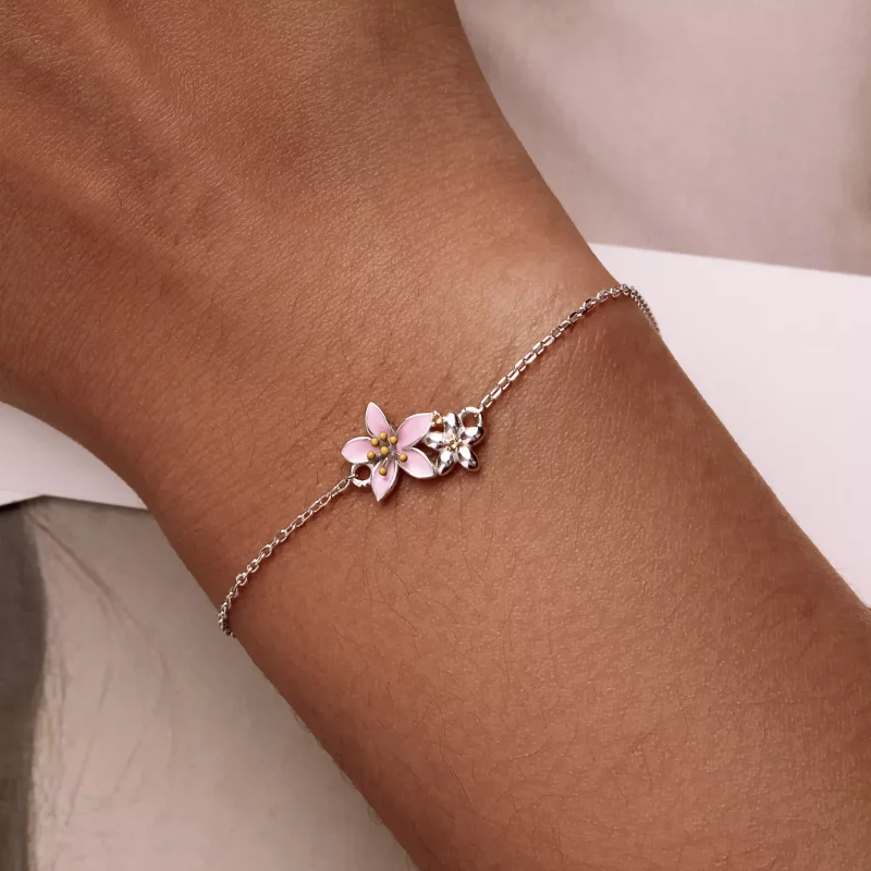 (imagen para) Pulsera hermosa estilo Pandora con flores de cerezo - SCB232 - Ver 5