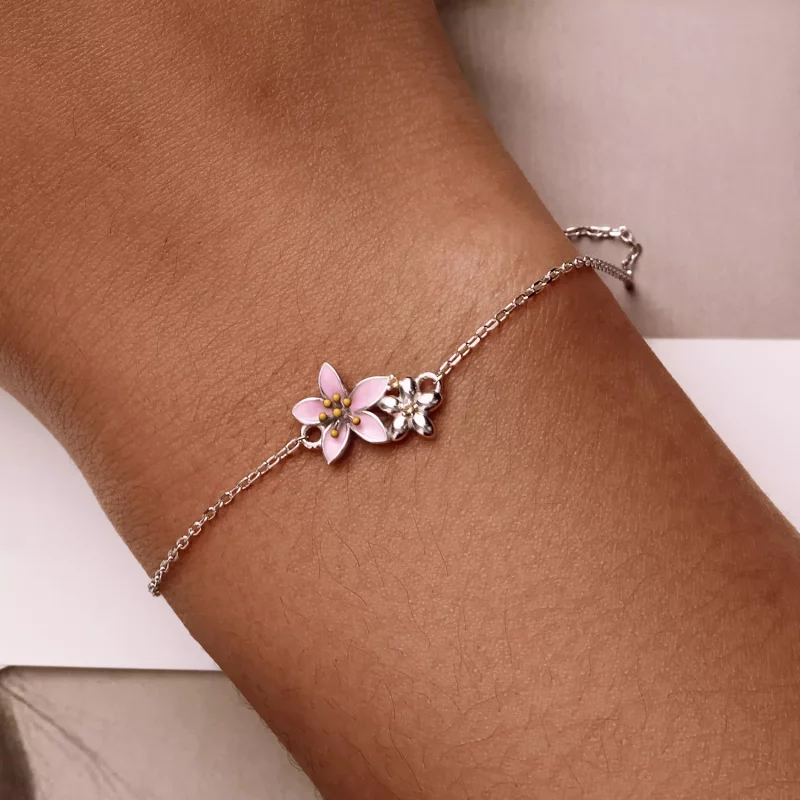 (imagen para) Pulsera hermosa estilo Pandora con flores de cerezo - SCB232 - Ver 6
