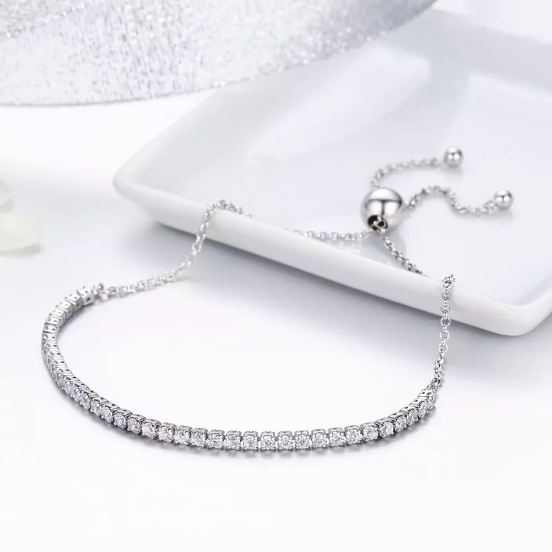 (imagen para) Pulsera plateada con estilo Pandora "Lovingly" - SCB029 - Ver 5