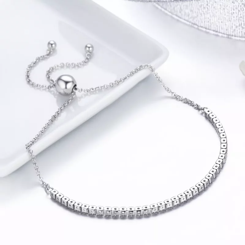 (imagen para) Pulsera plateada con estilo Pandora "Lovingly" - SCB029 - Ver 6