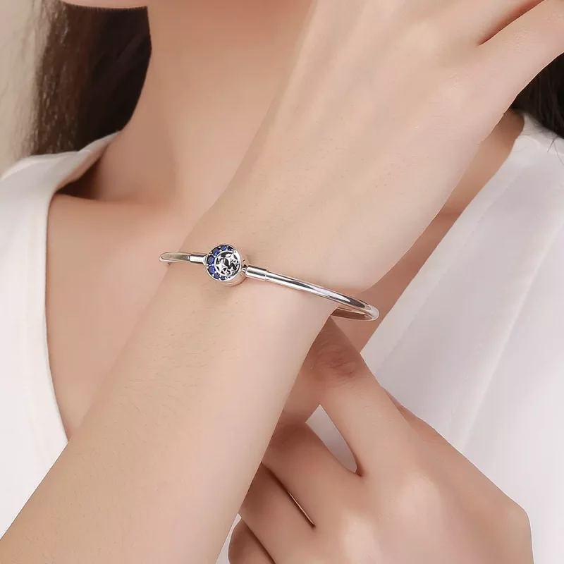 (imagen para) Pulsera rígida de plata estilo Pandora con cielo estrellado - SCB080 - Ver 2
