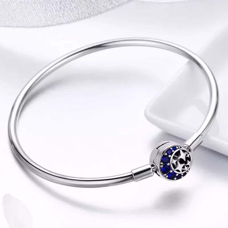 (imagen para) Pulsera rígida de plata estilo Pandora con cielo estrellado - SCB080 - Ver 6