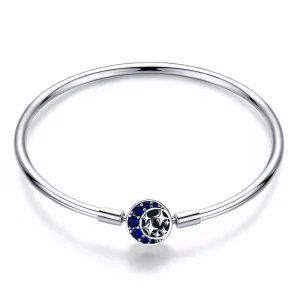 (imagen para) Pulsera rígida de plata estilo Pandora con cielo estrellado - SCB080