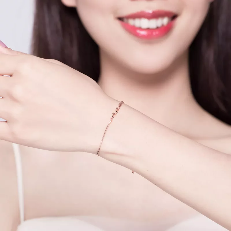 (imagen para) Brazalete Simple Line de Estilo Pandora en Oro Rosa - SCB149 - Ver 2