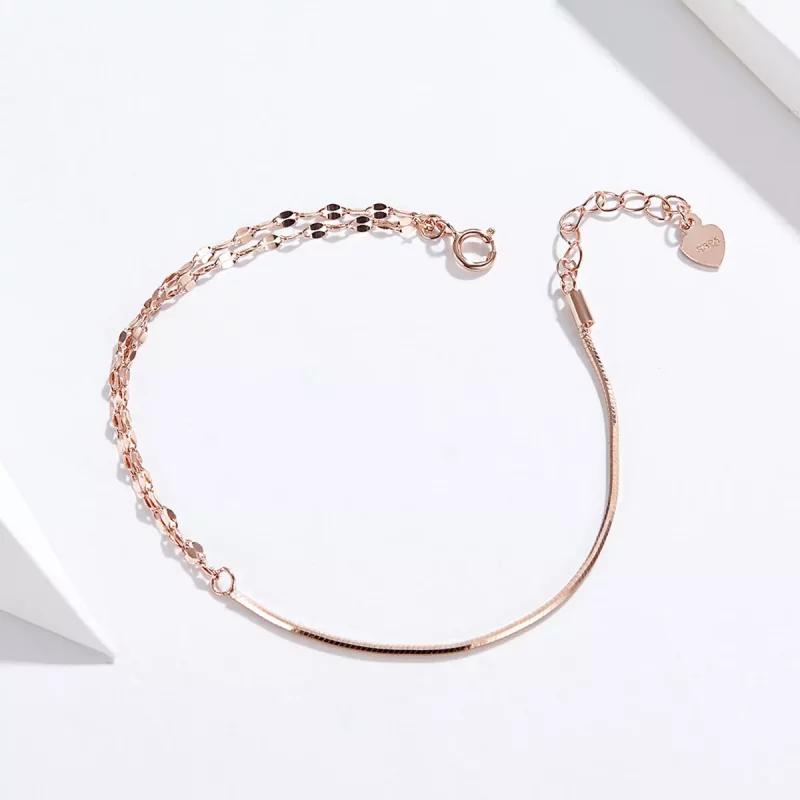 (imagen para) Brazalete Simple Line de Estilo Pandora en Oro Rosa - SCB149 - Ver 3