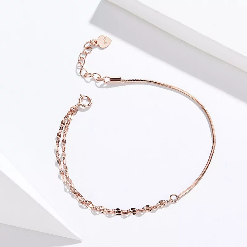 (imagen para) Brazalete Simple Line de Estilo Pandora en Oro Rosa - SCB149 - Ver 4