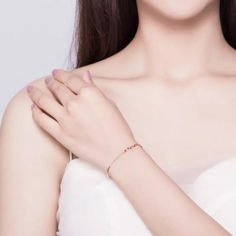 (imagen para) Brazalete Simple Line de Estilo Pandora en Oro Rosa - SCB149 - Ver 5