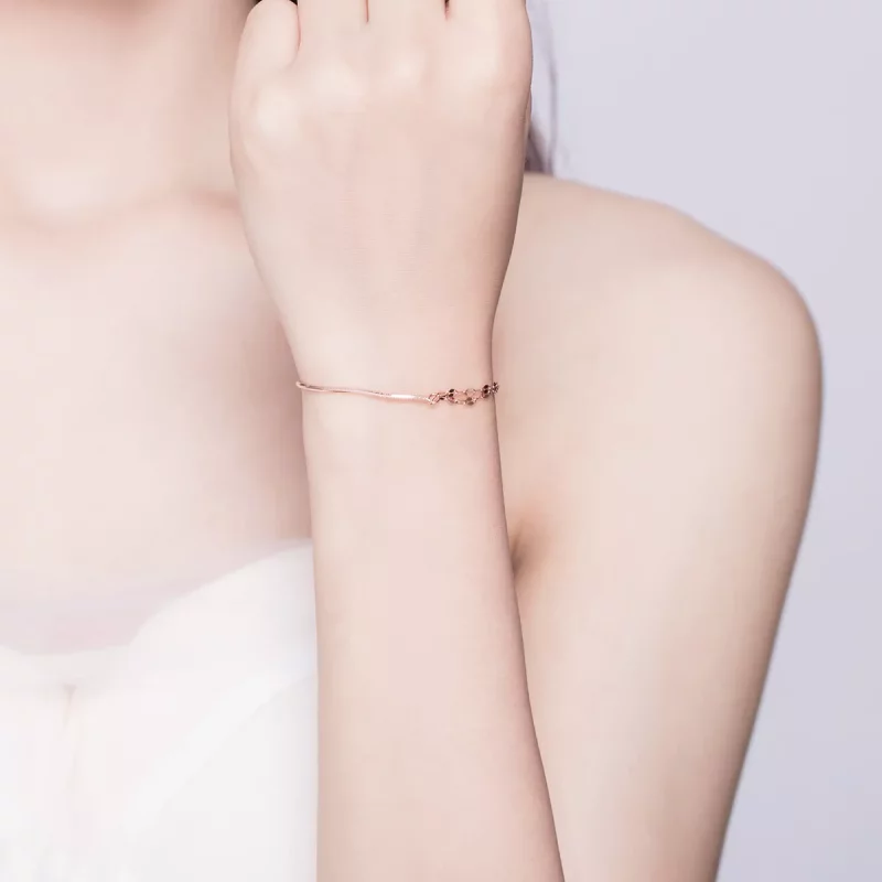 (imagen para) Brazalete Simple Line de Estilo Pandora en Oro Rosa - SCB149 - Ver 6