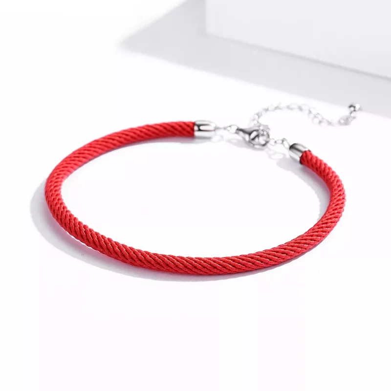 (imagen para) Pulsera de Tela con Cuerda Roja Estilo Pandora - SCB166 - Ver 3