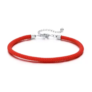 (imagen para) Pulsera de Tela con Cuerda Roja Estilo Pandora - SCB166