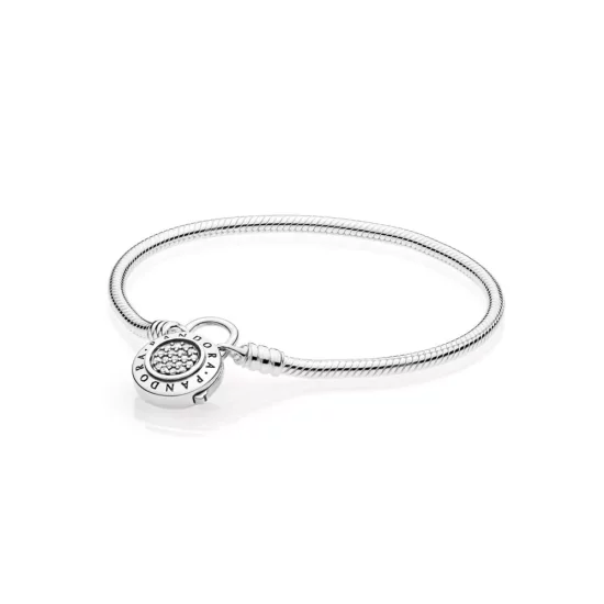 (imagen para) Pulsera Moments en plata de ley Candado firma PANDORA para charms