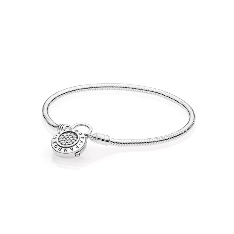 (imagen para) Pulsera Moments en plata de ley Candado firma PANDORA para charms