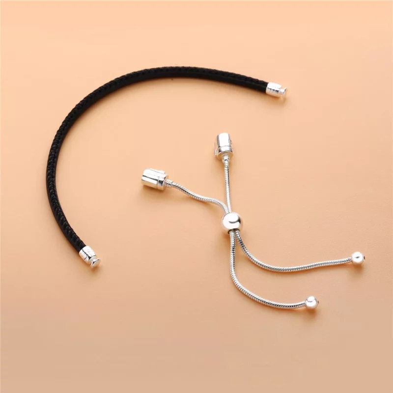 (imagen para) Pulsera PANDORA Moments Cuero negro. Cierre deslizante - Ver 3