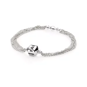 Silver bracelet, multi chain, 1 clip - PANDORA (imagen para) Silver bracelet, multi chain, 1 clip - PANDORA