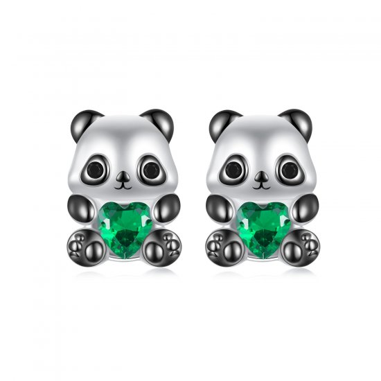 Pendientes estilo PANDORA con forma de corazón y panda - SCE1775 - Haga click en la imagen para cerrar