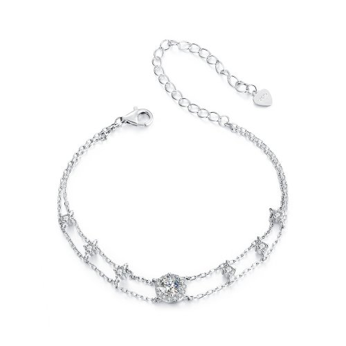 Pulsera de moissanita doble brillante estilo PANDORA (un certificado) - MSB013