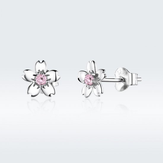 Pendientes de botón estilo Pandora con flor de margarita de plata - SCE784 - Haga click en la imagen para cerrar
