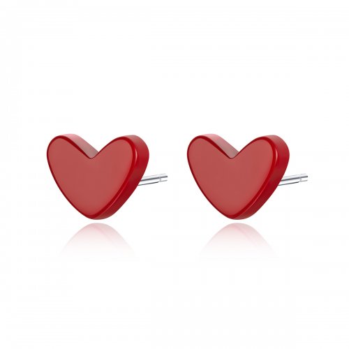 Pendientes de botón de plata estilo Pandora con diseño de amor - SCE595