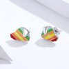 Aretes estilo Pandora con diseño de perro arcoíris - SCE825