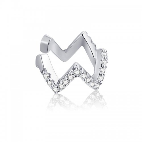 Aro de Oreja de Plata con Diseño de Onda al Estilo Pandora - SCE995-A