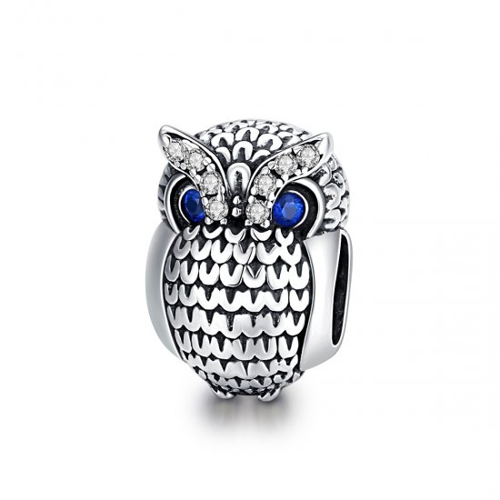 Charm de Búho Brillante de Estilo Pandora en Plata - SCC1607 - Haga click en la imagen para cerrar