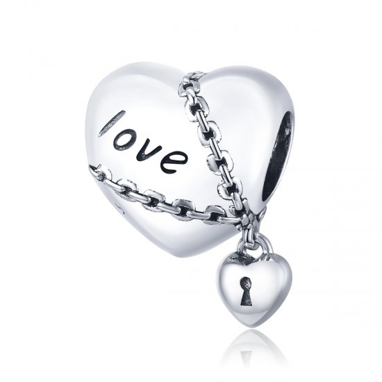 Pulsera de estilo Pandora con dije de candado de amor plateado - SCC1553 - Haga click en la imagen para cerrar