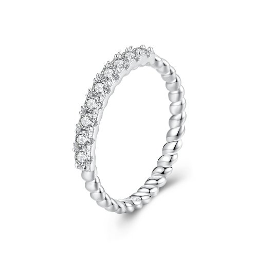 Anillo texturizado de moissanita estilo PANDORA (un certificado) - MSR052